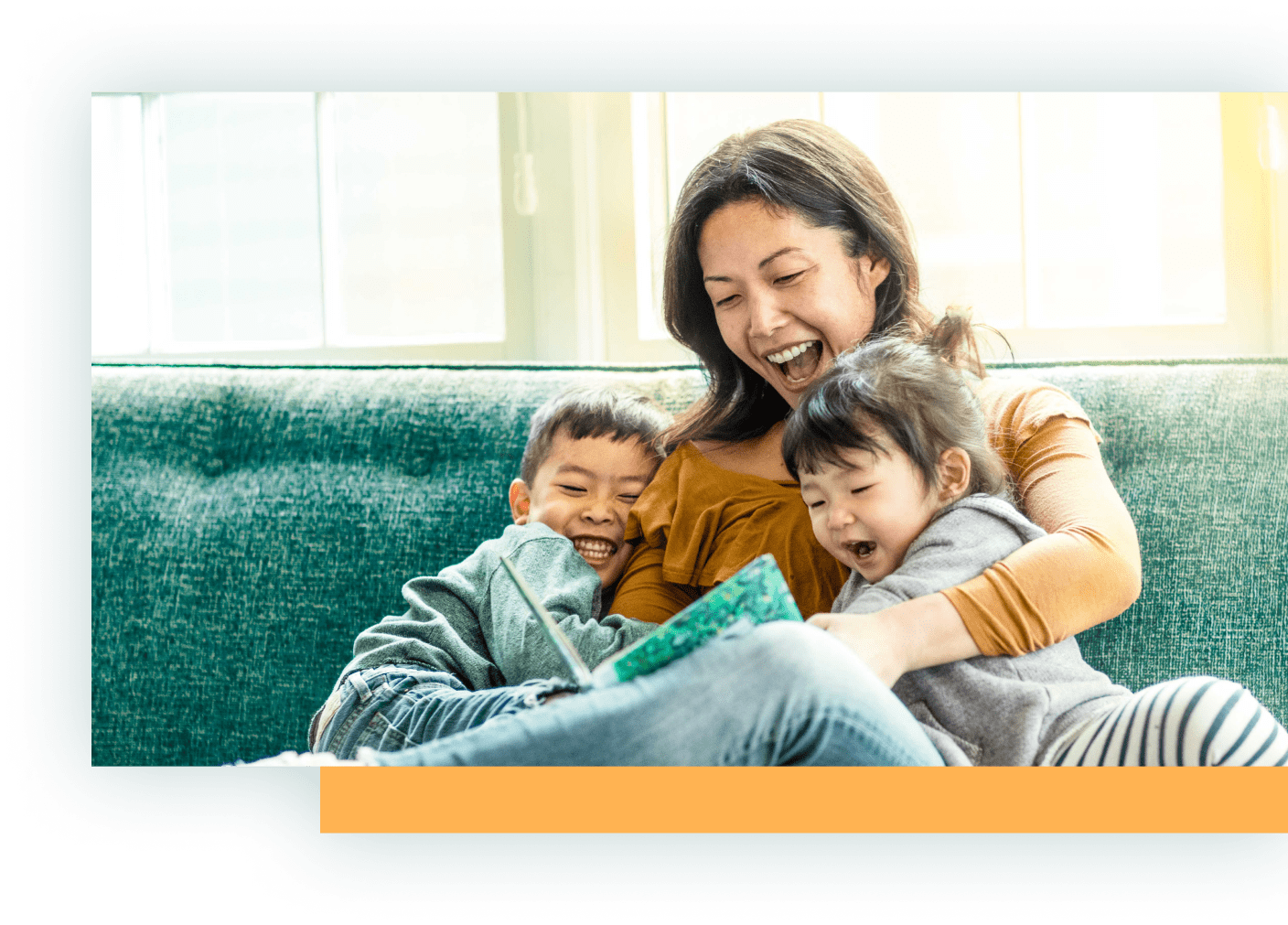 mother with son and daughter